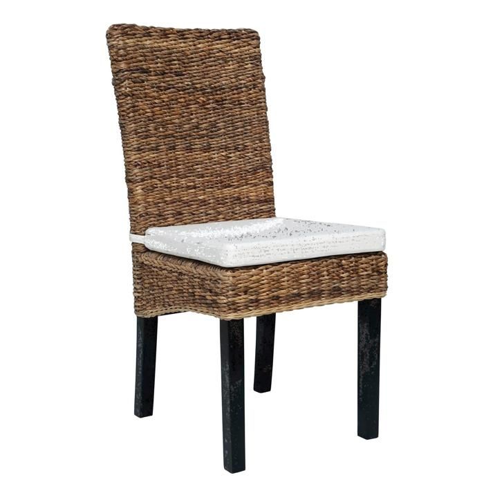 Chaises en rotin style colonial - Lot de 2 - Tressage en bananier - 108x48x49 cm - Marron - Coussin inclus - Mimbre Chaises en rotin style colonial - Lot de 2 - Tressage en bananier - 108x48x49 cm - Marron - Coussin inclus - Mimbre