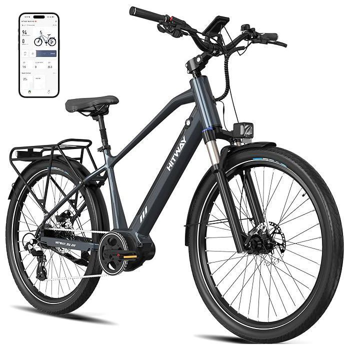 HITWAY V&eacute;lo &eacute;lectrique VAE - - Gris - 26"" - Batterie Amovible 36V10,4Ah - 7 Vitesses - 250W - VTT Electrique -Gris