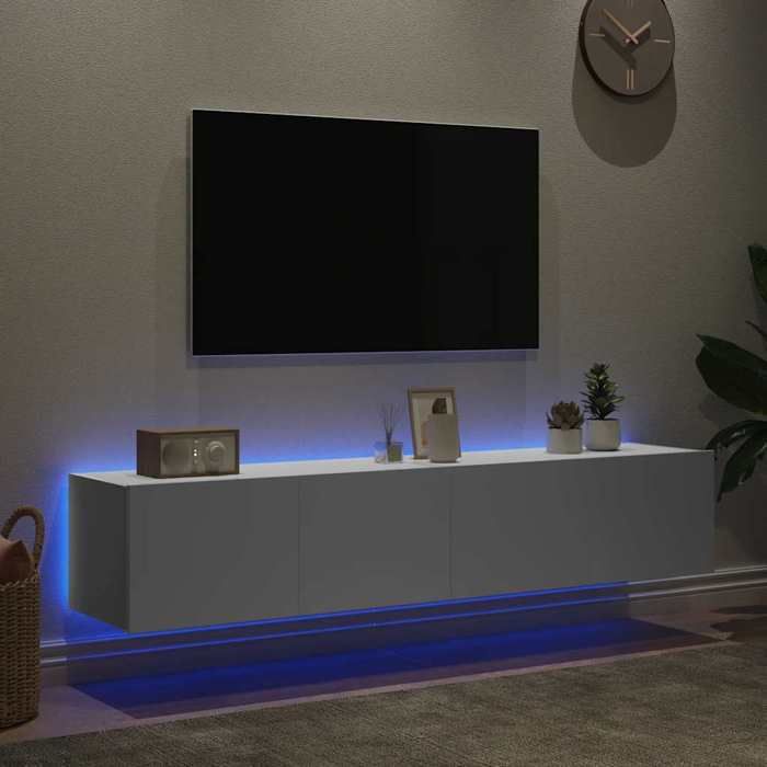Printemps 2026 SoldesArmoire TV/TABLE TV - Blanc - NEUF - Meubles TV muraux avec lumières LED 2 pcs blanc 80x35x31 cm 2_141406
