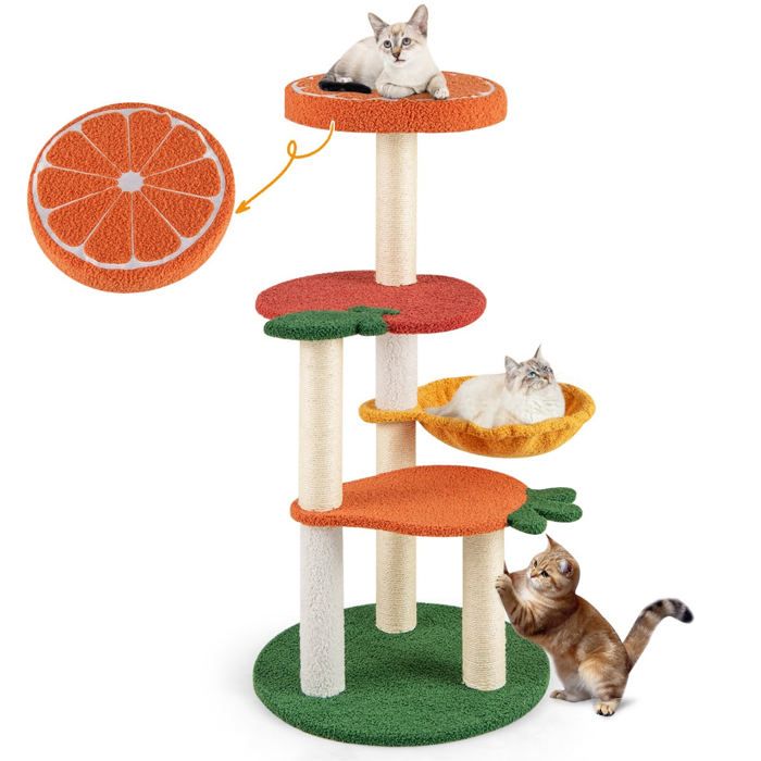 Arbre à chat - HELLOSHOP26 - Multi-niveaux - 485 x 485 x 995 cm - Hamac rotatif - Confort optimal