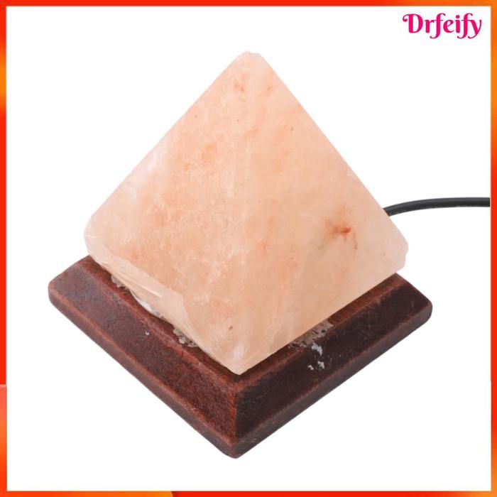 Lampe à sel de lHimalaya USB lampe à roche en cristal pyramidale changeante à 7 couleurs RVB avec base en bois pour cadeau de