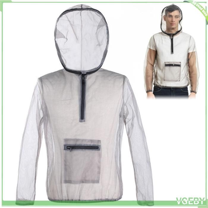 Fafeicy Veste anti-insectes Veste à capuche en maille ultralégère pour lextérieur anti-moustiques sport moustiquaire L