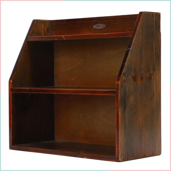 Présentoir vintage étagère murale en bois à 3 niveaux pour service à thé tasses bibelots objets de collection plantes
