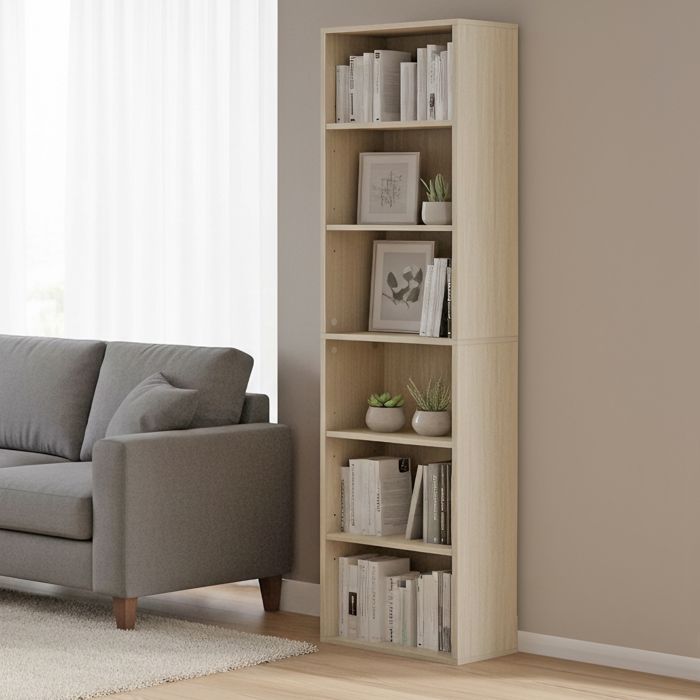 Bibliothèque à 6 Niveaux Style Scandinave pour Salon Bureau Chambre à Coucher Bureau à Domicile