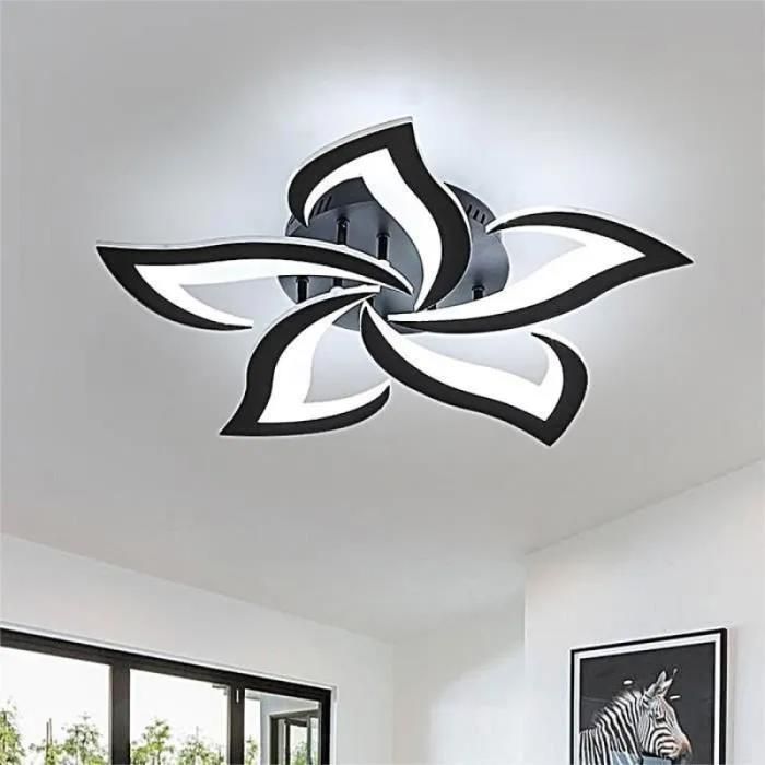 Plafonnier LED moderne 60W 6000K 5 lumières acrylique lampe de plafond noire pour salon chambre cuisine (Noir) noir PLAFONNIER