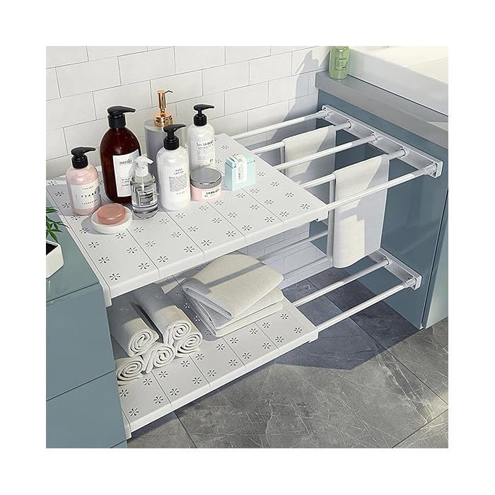 2PCS Extensible Séparateur de Support de Rangement dÉtagère Réglables Armoires Télescopiques Organisateur de Pl ETAGERE DE PLACARD
