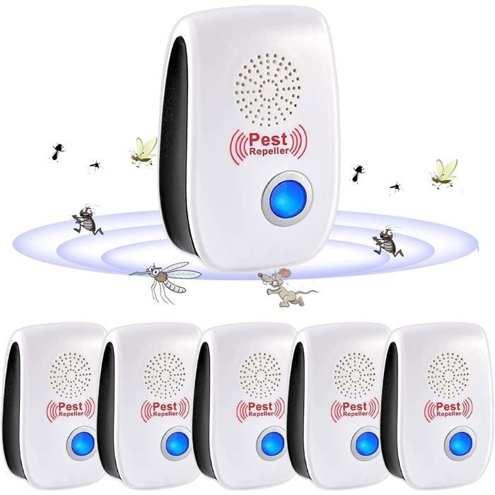 Répulsif anti-moustiques à ultrasons paquet de 6 appareil électronique anti-rongeurs et insectes à ultrasons sûr et non toxique.