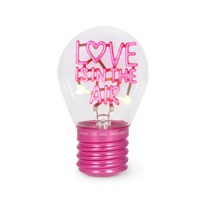 Lampe de Table en Forme DAmpoule Rechargeable avec Câble USB Type C Inclus Sans Fil Thème Love Is In The Air Pour Utilisation
