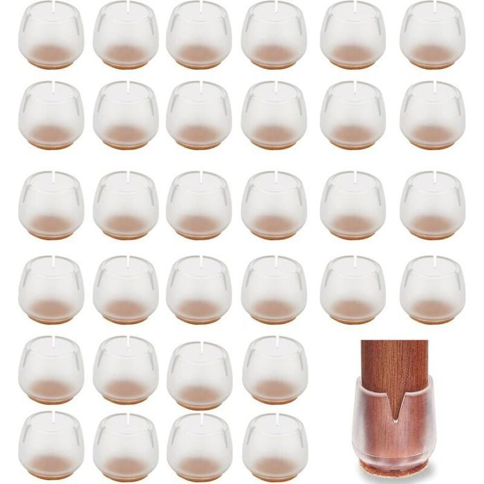 24pcs Embouts chaise –Silicone feutre anti-rayures 25-29mm – Pour meubles sols bois et carrelage