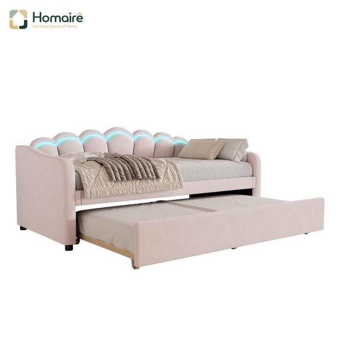 Lit dappoint escamotable avec lumière LED changeante de couleur Flannel MDF Minimaliste Lit dinvité HOMAIRE