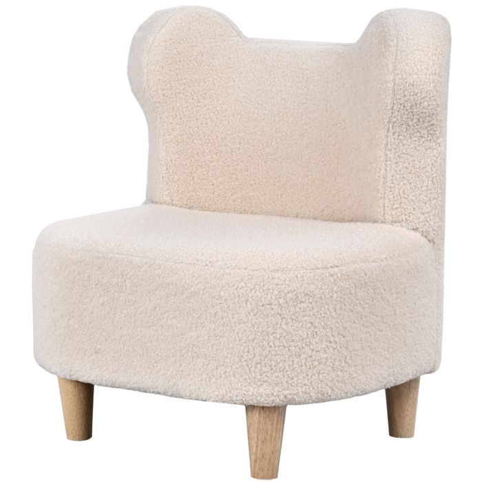 fauteuil enfant en peluche - oreilles d’ours - revêtement polaire teddy - mousse confortable - dossier incurvé