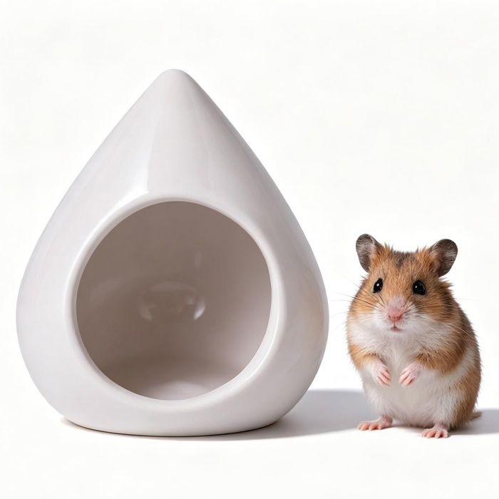 Maison pour hamster - GRANDSALEY - Forme larme - Céramique - Ventilation naturelle - Toutes saisons