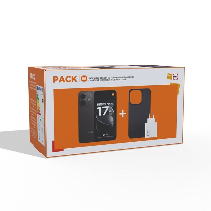 Pack Smartphone Xiaomi Redmi Note 17 Pro 6 83 5G Double nano SIM + Xiaomi Hyper chargeur Type A + Coque - vue 2