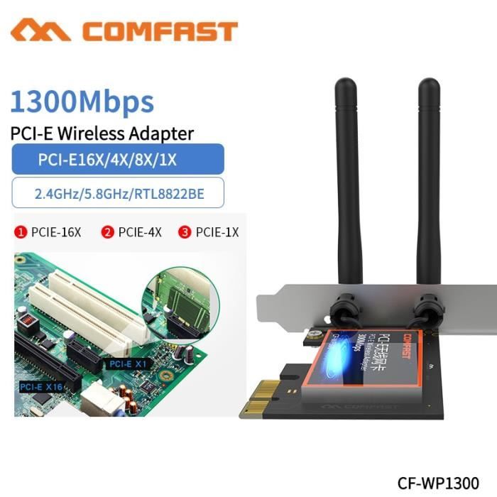 Carte réseau sans fil USB 300M Adaptateur de carte réseau WiFi et antenne externeNoir - Informatique