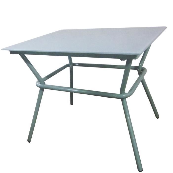 Meryl Table basse de jardin vert d'eau en verre trempé et acier