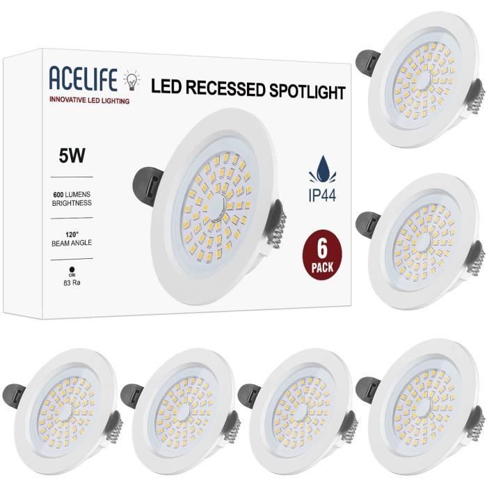 Spot LED encastrable ACELIFE Spot Encastré Extra Plat 28mm, 5W 600lumen  Equivalent 50W Incandescence,Blanc Neutre 4500K, Lot de 6 - Cdiscount Maison