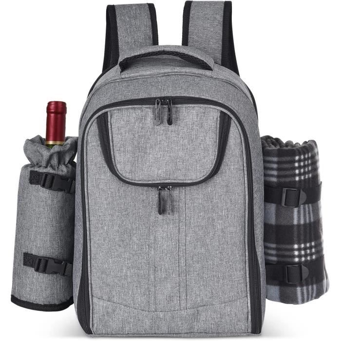 Sac à Dos Pique-Nique Isolé Pour 2 Personnes - Complet Avec Glacière, Couverts Et Couverture