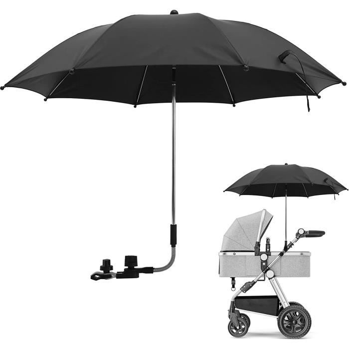 Ombrelle Poussette Universelle Anti UV 50+ - Parasol Anti Uv pour Landau,  Parapluie Poussette avec Pince Réglable et Bras Réglable pour Extérieur