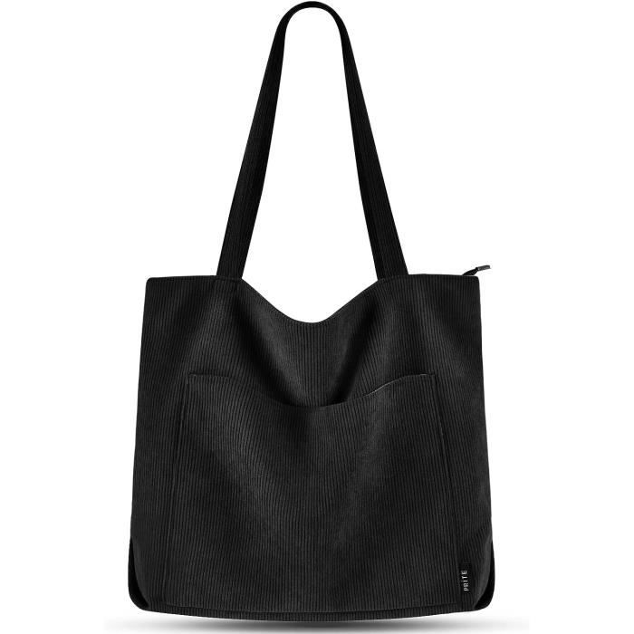 Sac cabas noir online avec fermeture