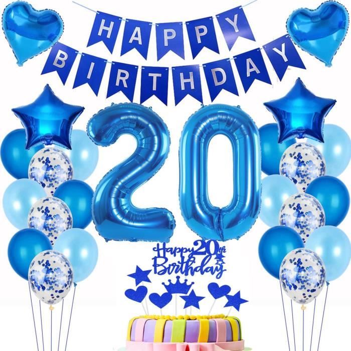 Ballon Chiffre 20 Argent - XXL - Décoration Anniversaire Happy Birthday
