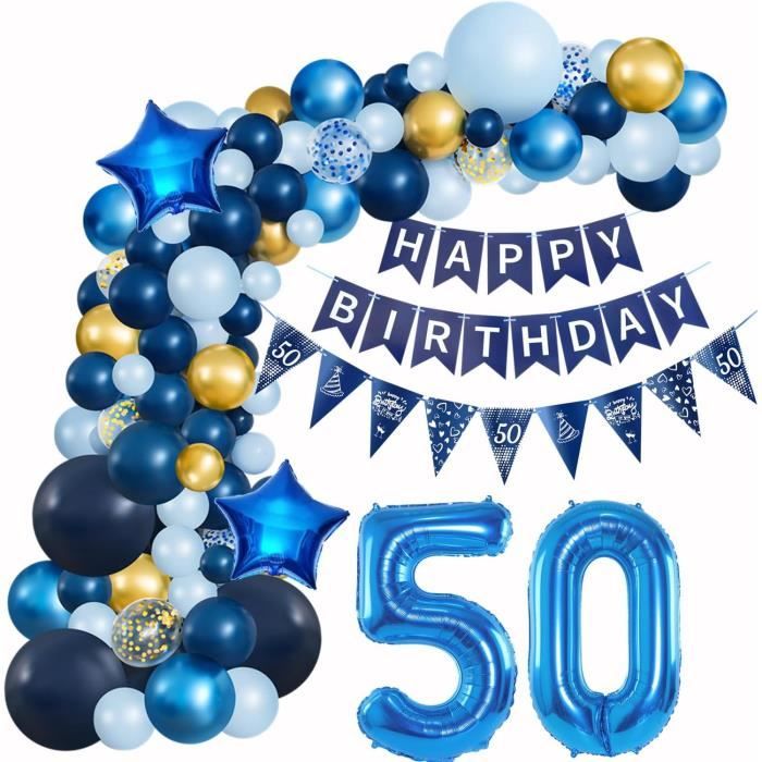 Decoration Anniversaire 50 Ans, Ballon 50 Ans Noir Et Or, Bannière