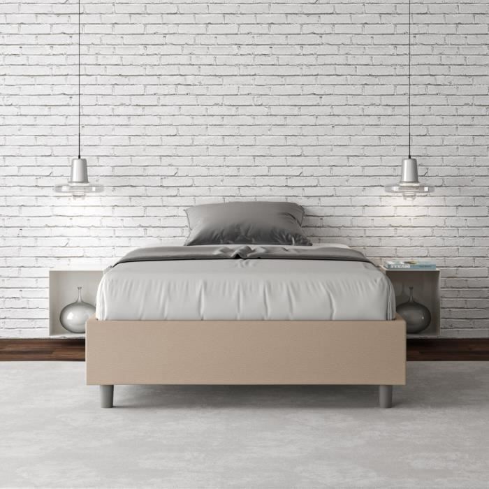 Cadre de lit coffre - Azelia - 120x190 - Sommier relevable - Gris - Made in Italie Cadre de lit coffre - Azelia - 120x190 - Sommier relevable - Gris - Made in Italie