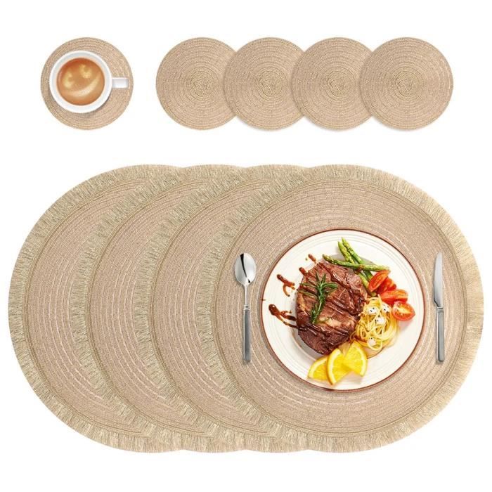 Lot De 2 Dessous De Plat En Coton Tissé - Diamètres 18 Cm Et 24 Cm, Résistants à La Chaleur, Protection Tables Et Décoration Cuisine