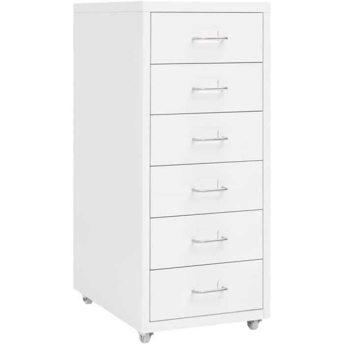 Classeur Mobile Armoire à Dossiers Armoire de Classement Stockage de Fichiers Meuble de Classement Bureau Blanc 28x41x69 cm A528