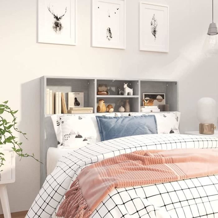 Tête De Lit Avec Rangement 120 Cm De Large - Blanc, En Bois, 4 Compartiments, Design Contemporain, à Fixer Au Mur