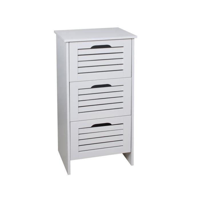 Meuble Salle De Bain Bois Blanc 3 Tiroirs Achat Vente Meuble