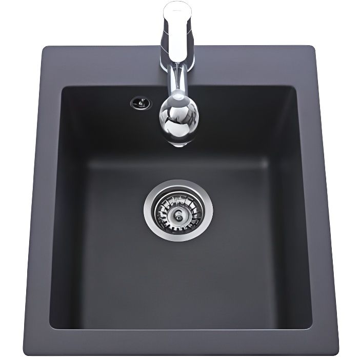 Evier Granit Noir Aquasanita Simplis 1 Bac 425x500 Achat Vente Evier De Cuisine Evier Granit Noir Aquasanit Cdiscount