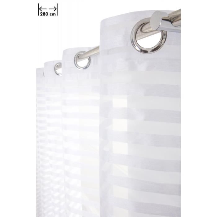 Voilage 280 x 160 cm à Oeillets Grande Largeur Rayures Horizontales