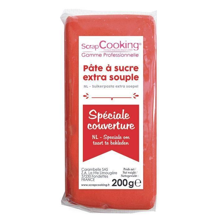 Pâte d'amande extra souple rouge Recouvrez tous vos gâteaux avec cette pâte à sucre extra souple de couleur noire, spéciale