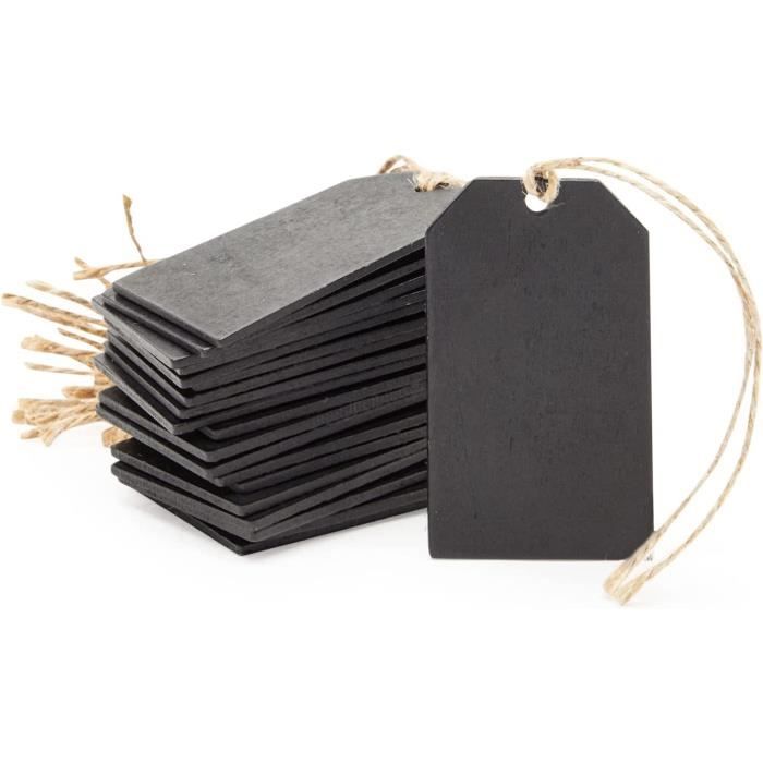 Lot De 20 Mini Tableaux Noirs En Bois Avec Ficelle - Étiquettes Effaçables Pour Fêtes, Mariages, Buffets Ou Déco