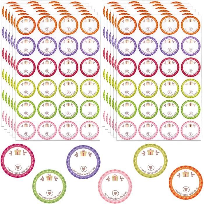 1000 étiquettes Autocollantes Rondes 5 Cm - Papier Kraft - Pour Confitures, Bocaux, Cadeaux DIY
