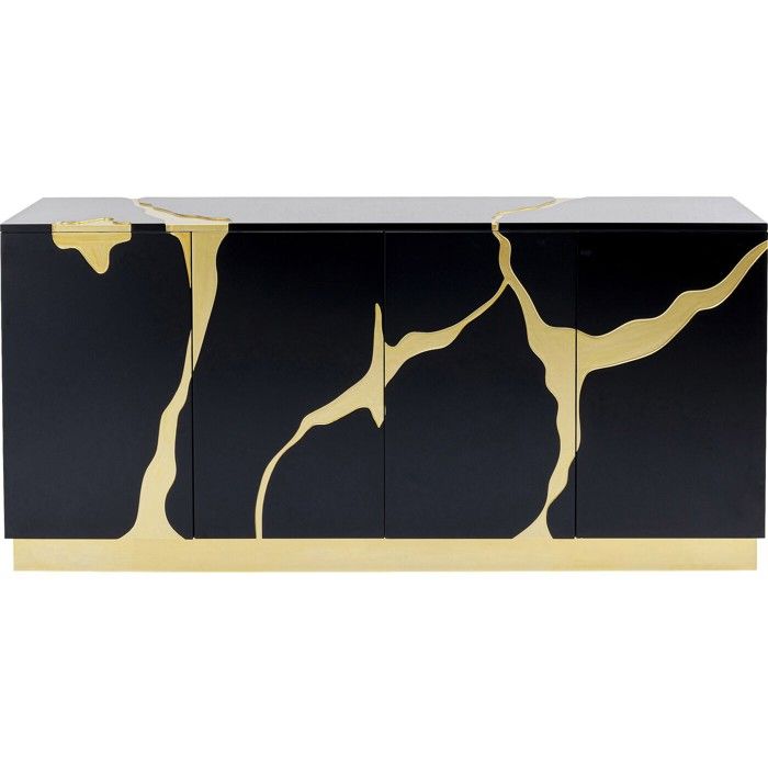 Buffet Cracked noir et doré Kare Design Buffet Cracked noir et doré Kare Design