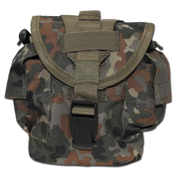 Pochette porte-gourde MOLLE - Flecktarn - Vert camouflage - Système MOLLE - Fixation gilet sac ou ceinture