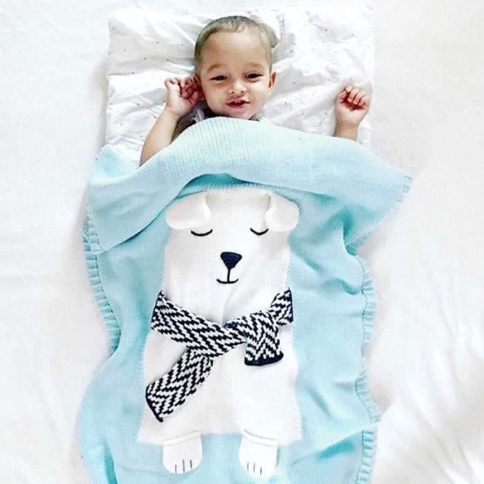 Couverture Bebe Blanc Ours Mignon Plaid En Tricot Coton Pour Nouveau Ne Enfant Bleu Clair Achat Vente Couverture Plaid Bebe Soldes Des Le 15 Juillet Cdiscount