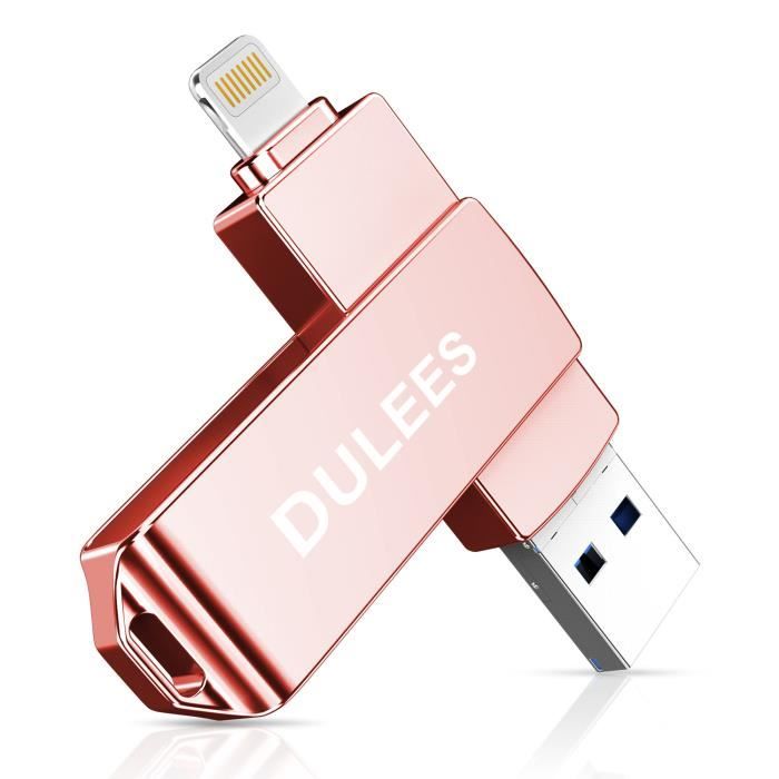 DULEES 128 Go Clé USB 3.0 pour iPad iPhone 12/11/ X/XS/XR/5/6/ 7/8 Mac  PCS，Compatible avec iPhone/Andriod/PC Or rose - Cdiscount Informatique
