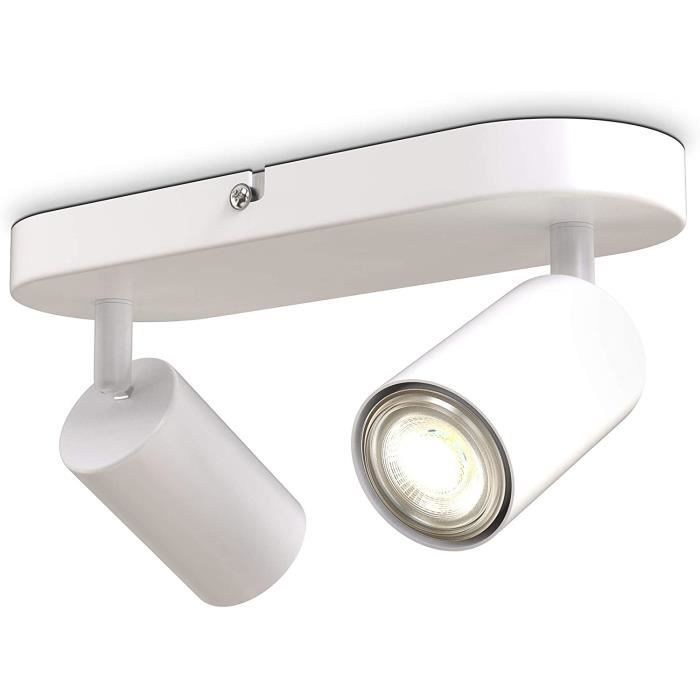 B.K.Licht I plafonnier spots I 2 spots pivotants & orientables I GU10 I blanc mat I livré sans ampoules 