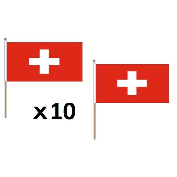 Lot de 10 Drapeau Suisse 45x30cm Hampe - helvétique - Cdiscount Maison