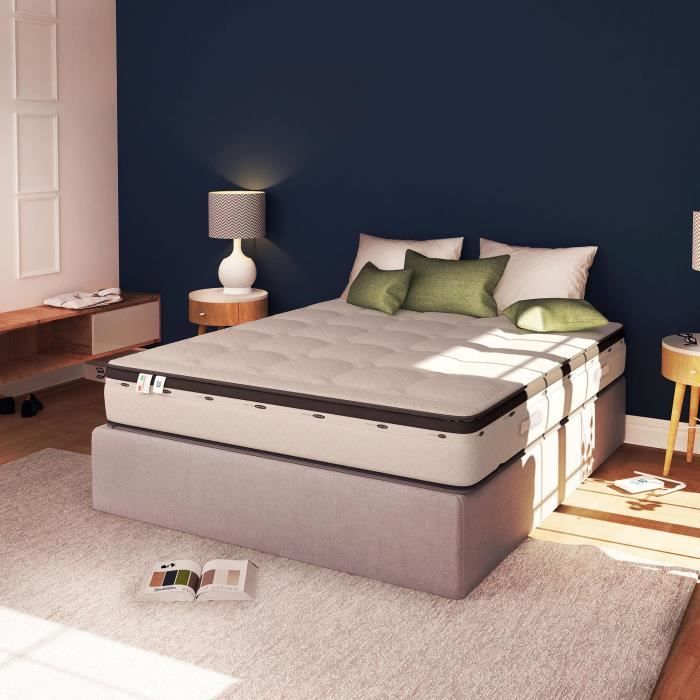 Matelas BONJOUR TOP 160x190 cm - Memoire de forme avec Surmatelas intégré -epaisseur 30 cm - Confort ferme - 2 personnes Matelas BONJOUR TOP 160x190 cm - Memoire de forme avec Surmatelas intégré -epaisseur 30 cm - Confort ferme - 2 personnes