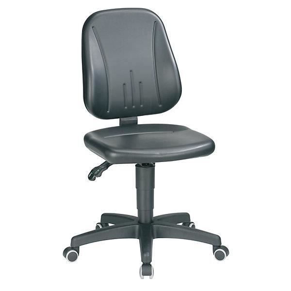 bimos siège d'atelier à hauteur réglable par lift à gaz - habillage pu noir, avec roulettes - chaise chaise d'atelier chaise