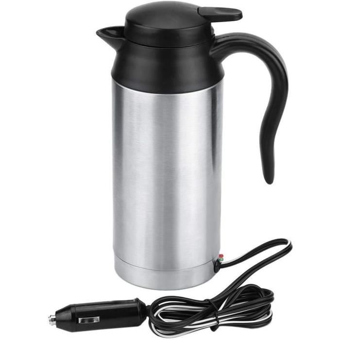 Bouilloire Voiture 12V 450ml Fdit - Acier Inox, Maintien à 65°C, Pour Allume-cigare