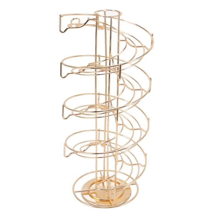 Panier Support Dosettes Café En Forme De Tasse - Rangement Métal Doré Pour Capsules, Thé & Accessoires - Organisateur Cuisine Élégant Or