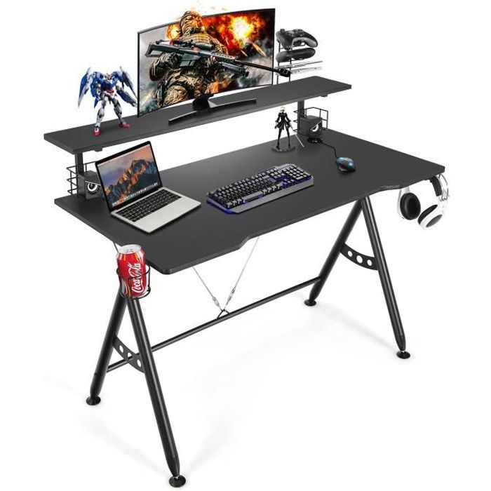 Bureau gaming ergonomique 120 x 60 cm, bureau pc en forme de y