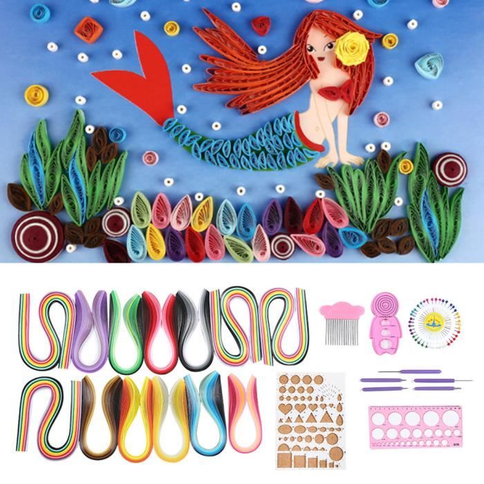 Woohome Kit Complet Papier Quilling 48 PCS – 2340 Bandes + 30 Modèles + Outils, Idéal Débutants DIY