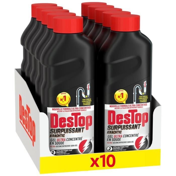 Lot de 10 Gels Déboucheur Surpuissant - 2 doses - 500ml