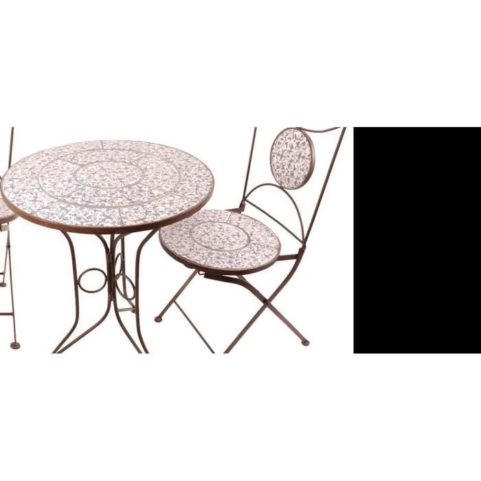 Table Et Chaises Jardin Fer Forge Ceramique 2 Personnes