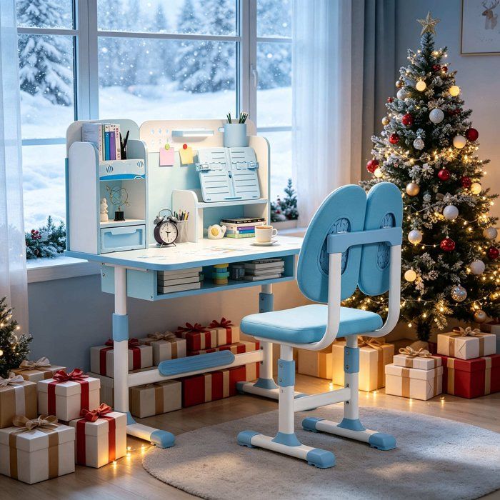 Table Créative Pour Enfants Avec Chaise En Bois Massif - Bureau, Peinture, Rangement, Inspiré Montessori